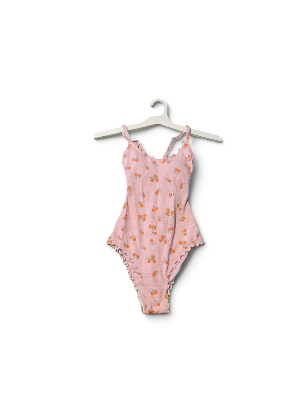 Shade & Shore Pink XS Print One-Piece Swimsuit with Orange Cherries